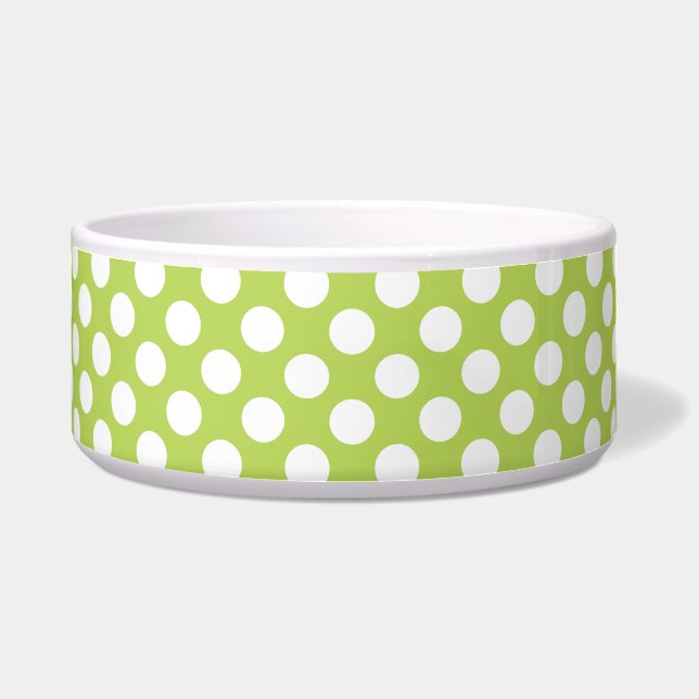 Grüne Polka-Punkte, Polka-Dot-Muster, Punkte, gepu Napf (Vorderseite)