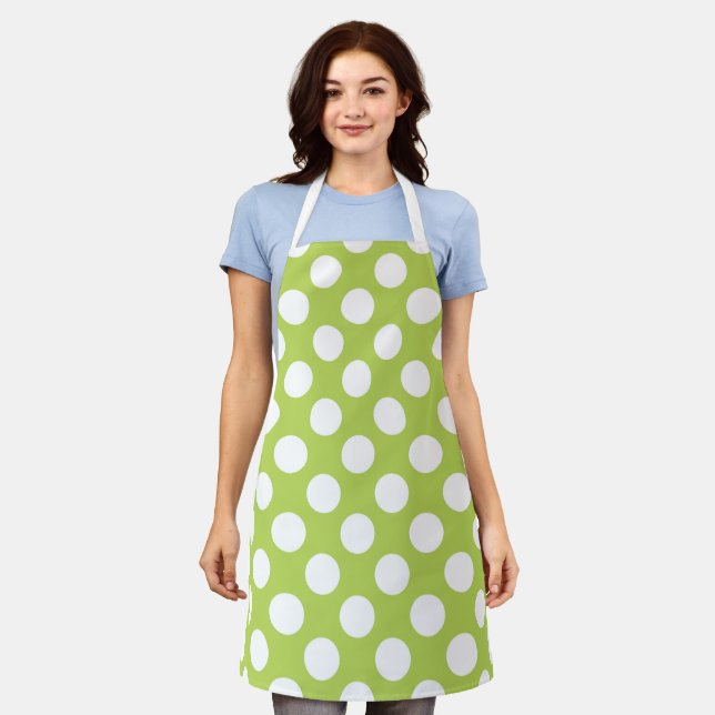 Grüne Polka-Punkte, Polka-Dot-Muster, Punkte, gepu Schürze (Getragen)