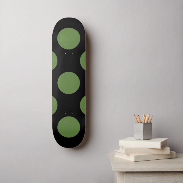 Grüne Polka-Punkte, Polka-Dot-Muster, Punkte, gepu Skateboard (Wandkunst)