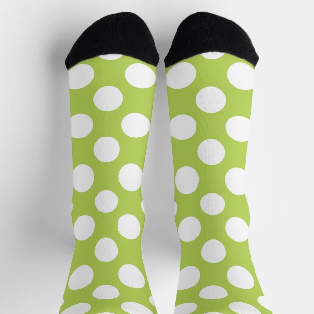 Grüne Polka-Punkte, Polka-Dot-Muster, Punkte, gepu Socken (Oben)