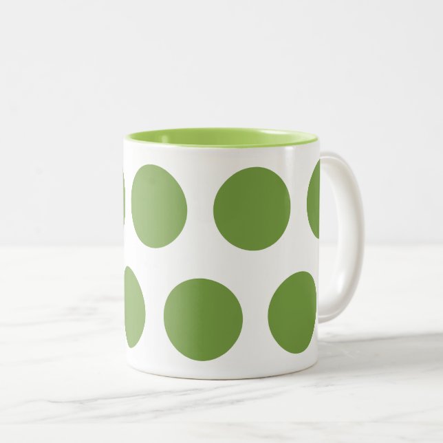 Grüne Polka-Punkte Zweifarbige Tasse (VorderseiteRechts)