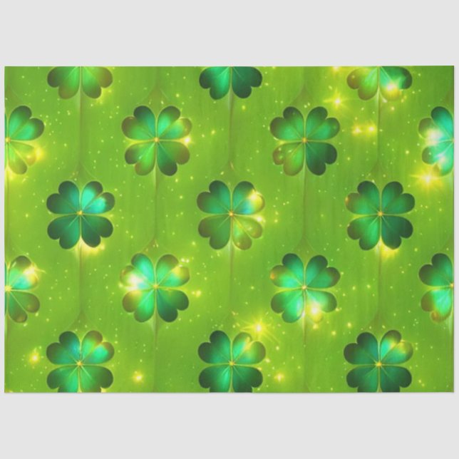 Grüne populäre St Patrick's Day Clover Collection Seidenpapier (Vorderseite)