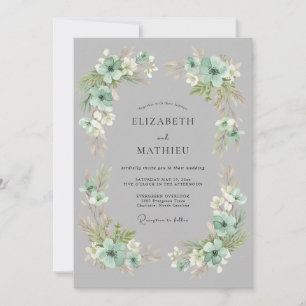 Grüne Prächtige Botanische Hochzeit Einladung