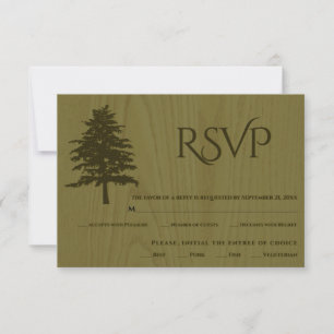 Grüne Prägung Bäume sepia Holz Hochzeit RSVP Karte