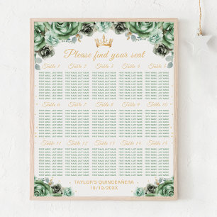 Grüne Prinzessin Quinceañera Sitzordnung für 15 Ti Poster