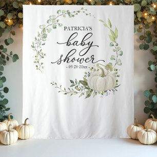 Grüne Pumpkin Fall Babydusche Hintergrund Wandteppich