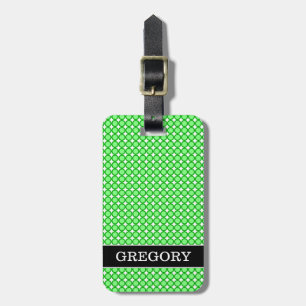 Grüne Punkte/Kreis-Muster + Individueller Name Gepäckanhänger