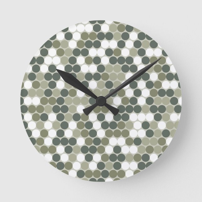 Grüne Punkte Runde Wanduhr (Vorderseite)