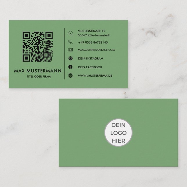 Grüne QR Code Visitenkarte Gestalten (Vorne/Hinten)