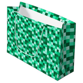 Grüne quadratische Pixel-Geschenktasche, grüne Pix Große Geschenktüte