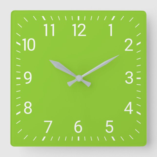 Grüne quadratische Wanduhr (Vorderseite)