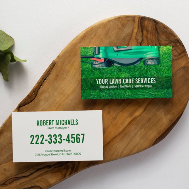 Grüne Rasengärtnerei Landschaften Visitenkarte (LAWN AND GARDENING THEMED BUSINESS CARD)