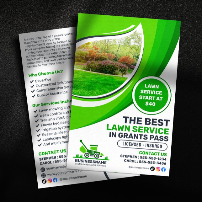 Grüne Rasenpflege Landscaping Mow Mulching Service Flyer (Von Creator hochgeladen)