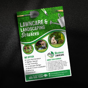 Grüne Rasenpflege Landschaftsgärtnerei Rasenmähen Flyer