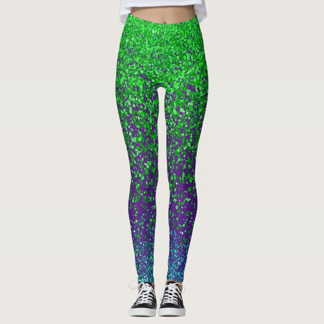 Grüne Raster 2 Seiten 01.b Lila BG Leggings (Vorderseite)