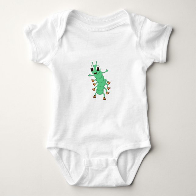 Grüne Raupe Baby Strampler (Vorderseite)
