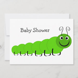 Grüne Raupe Insektendesign Kinderdusche Einladung