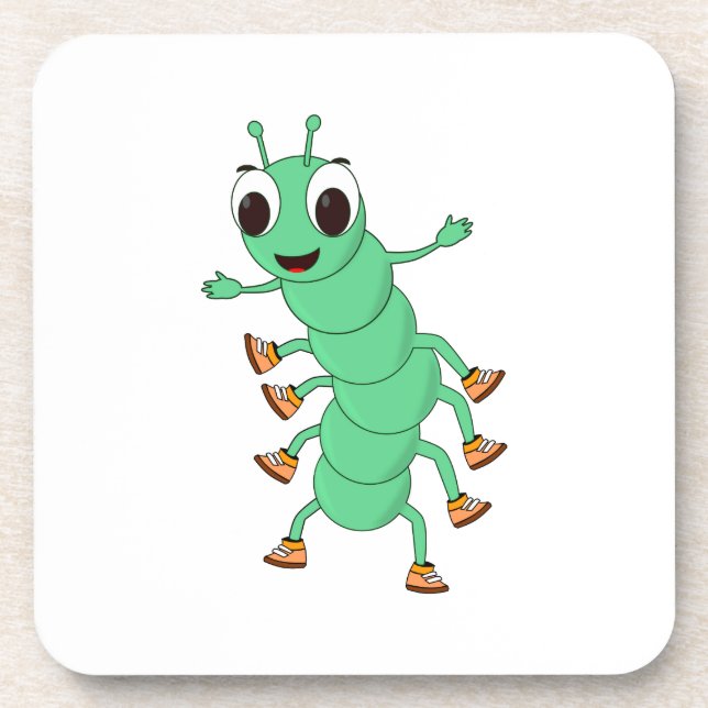 Grüne Raupe Untersetzer (Vorderseite)