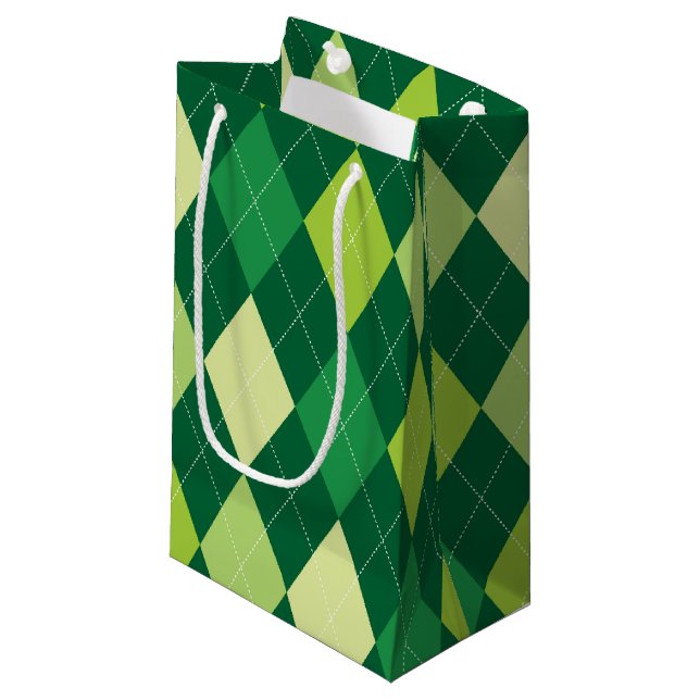 Grüne Raute Kleine Geschenktüte (Vorderseite Schrägansicht)