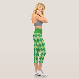 Grüne Raute Yoga Capris Leggings