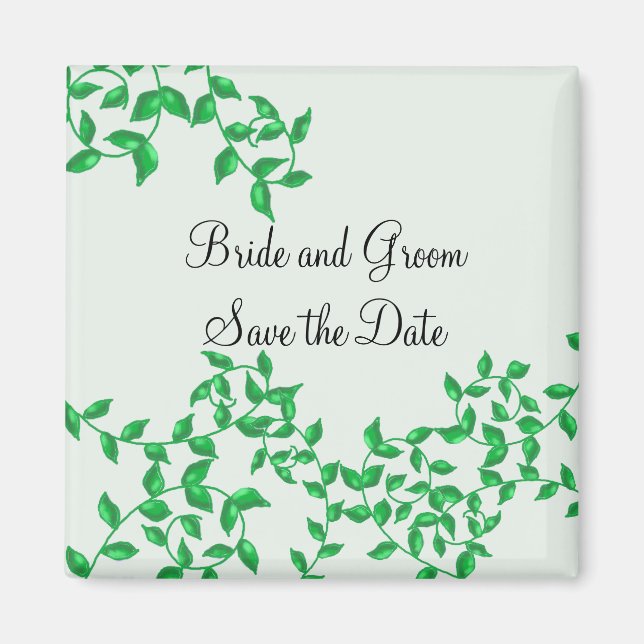 Grüne Reben Save the Date Magnet (Vorne)