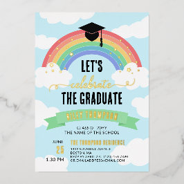 Grüne Regenbogenwolken Feiern wir den Graduate Folieneinladung