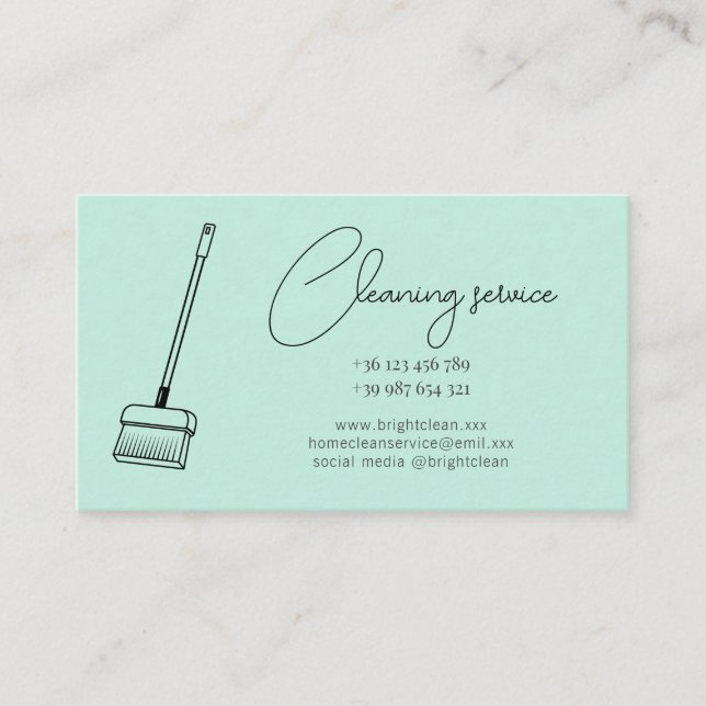 Grüne Reinigungsdienstkarte Visitenkarte (Vorderseite)