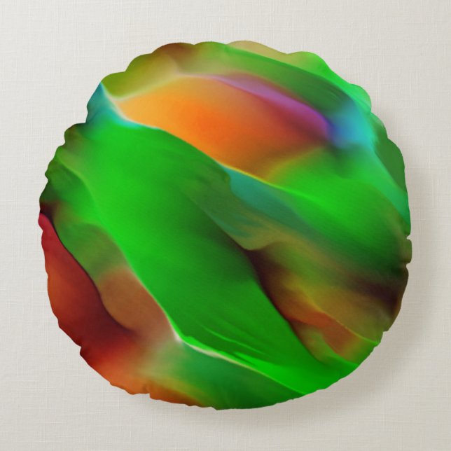 Grüne Reliefs und farbige Reliefs dominieren Rundes Kissen (Vorderseite)