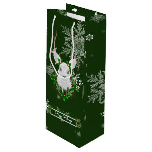 Grüne Rentierweinbeutel Geschenktüte Für Weinflaschen