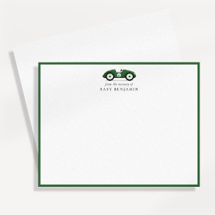 Grüne Retro-Auto-Kinderzimmer-Notizkarte Ankündigung