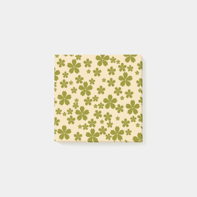 Grüne Retro-Blumen Frühling & Sommer Arbeitsplatz  Post-it Klebezettel (Vorderseite)