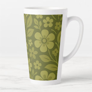 Grüne Retro-Blumen-Lattentasse 12 & 17 oz Milchtasse