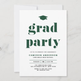 Grüne Retro Fett Typografy Graduation Party Einladung