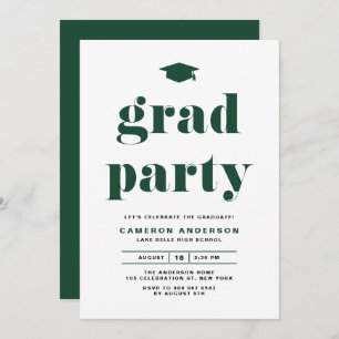 Grüne Retro Fett Typografy Graduation Party Einladung
