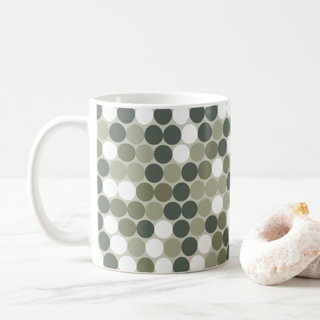 Grüne Retro-Punkte Kaffeetasse (Mit Donut)