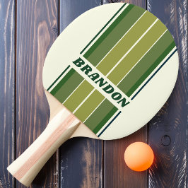 Grüne Retro-Streifen mit fünf Platinen mit Namen Tischtennis Schläger