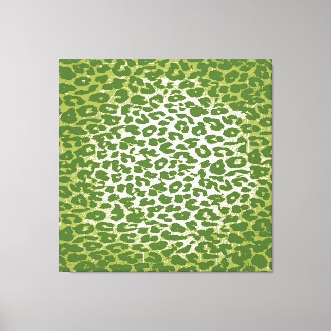 Grüne Retro-Tierfarbe Leopard Leinwanddruck (Vorderseite)