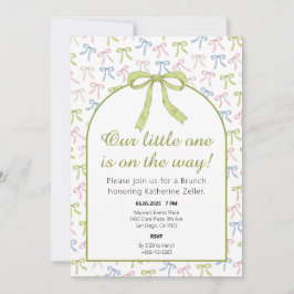 Grüne Ribbon Bow Kinderdusche Einladung