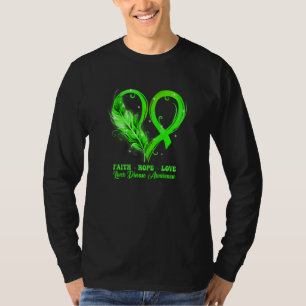 Grüne Ribbon Herz Glaube Hoffnung Liebe Leber Kran T-Shirt