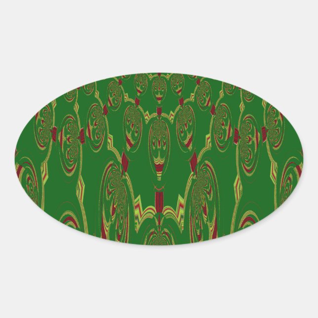 Grüne Roboter Ovaler Aufkleber (Vorderseite)