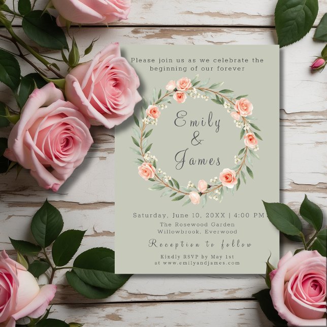 Grüne, romantische Rose Einladung (Von Creator hochgeladen)