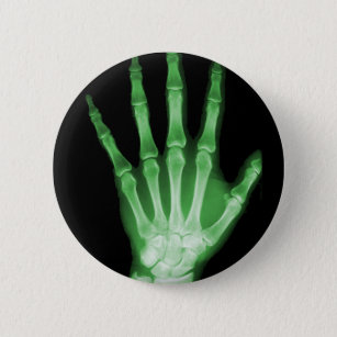 Grüne Röntgenstrahl-Skelett-Hand Button