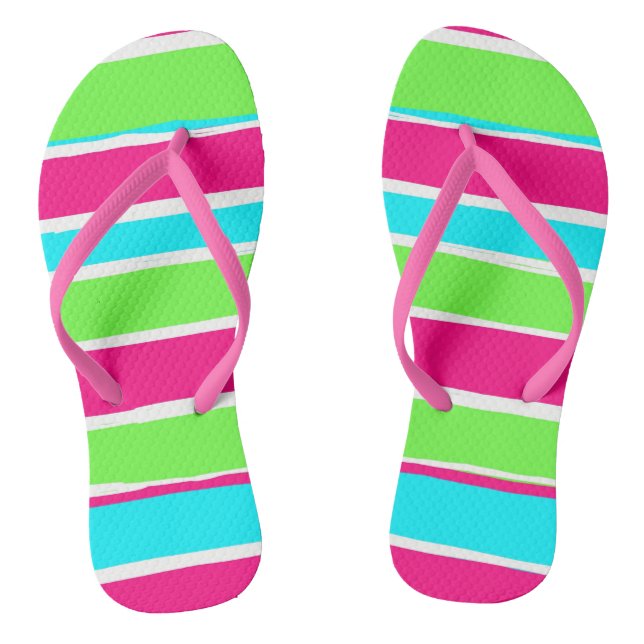 Grüne rosa blaue Streifen Flip Flops (Fußbett)