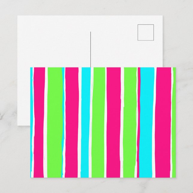 Grüne rosa blaue Streifen Postkarte (Vorne/Hinten)