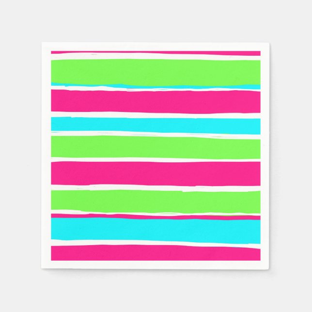 Grüne rosa blaue Streifen Serviette (Vorderseite)