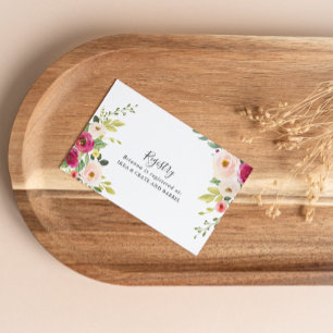 Grüne Rosa Blush Bloral Wedding Gift Registry Begleitkarte