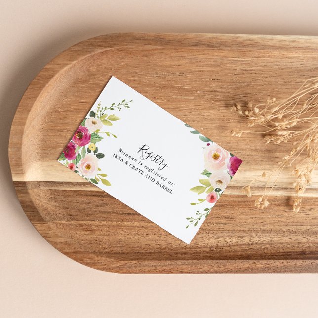 Grüne Rosa Blush Bloral Wedding Gift Registry Begleitkarte (Von Creator hochgeladen)