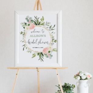 Grüne rosa goldene Willkommensschilder für Brautju Poster
