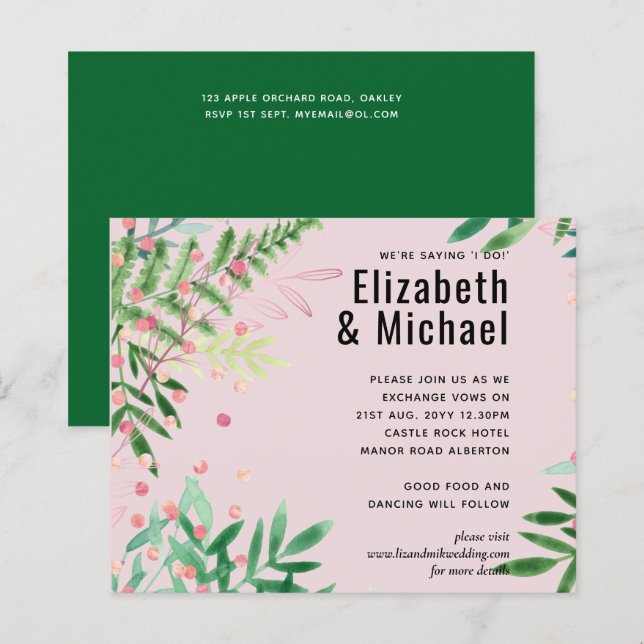 Grüne Rosa Moderne Hochzeit (Vorne/Hinten)