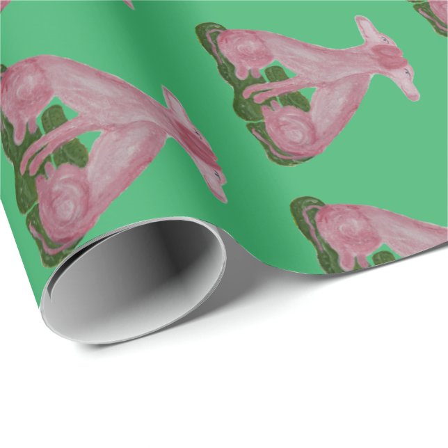 Grüne rosa Staffordshire Hunde Geschenkpapier (Rolleneckpunkt)